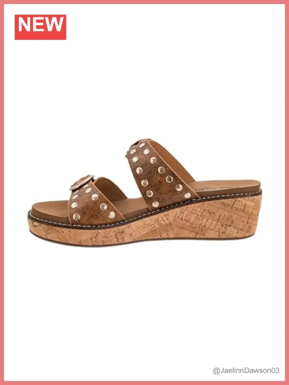 Corkys Wedge Sandals 2-Inch Heel Adjustable Buckle Straps Stud Embellishments